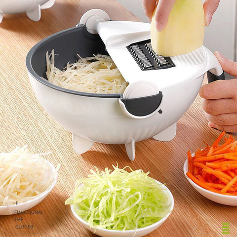 6 In 1 Multifunctional Grater Silk Strip Grater Corrugated Slicer Potato Masher Manual Drain Basket - Nayab Style