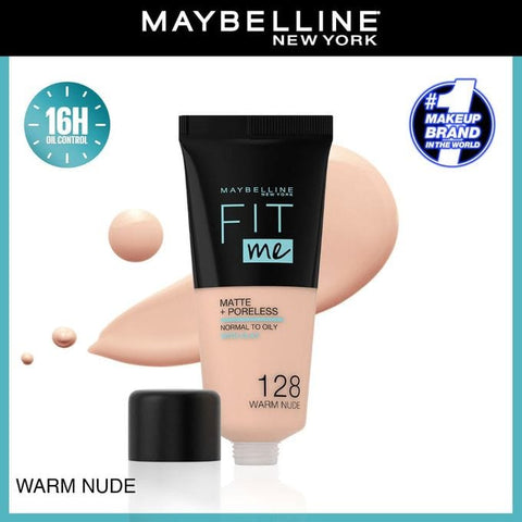 Maybelline New York Fit Me Matte + Poreless Liquid Foundation - 128 Warm Nude 18ml - Nayab Style